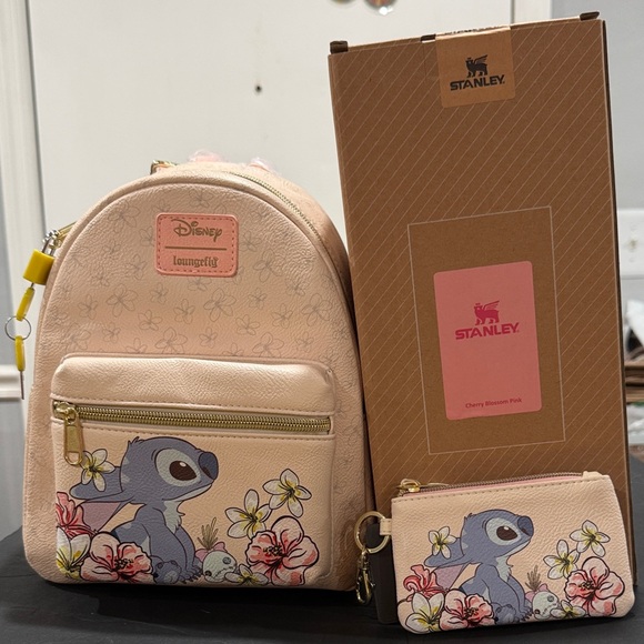 Loungefly StitchBackpack & Bundle of 7 with Stanley Cherry Blossom Pink 40ox - Picture 3 of 14